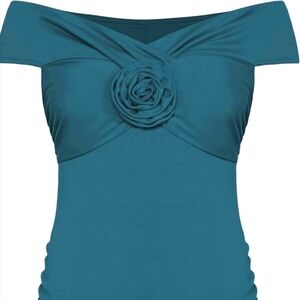 BRAND NEW Maternity off shoulder teal V neck sleeveless blouse XL